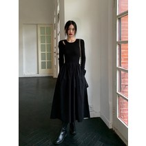 봄원피스 정장 직장 중년여성 빈티지 뜨개질 맥시 웨딩 드레스 여성 의류 O넥 오피스 레이디 캐주얼 포켓