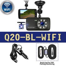 룸미러블랙박스 후방 카메라 자동차 DVR 대시캠 4인치 IPS FHD 1080P 8 Led 조명 듀얼 후면 비디오 레코더, 04 Q20-BL-와이파이_01 Non