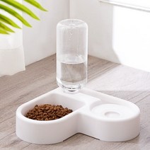 홈즈스토어 강아지 고양이 입 주변 피부병 예방 반자동 자율 음수기 급수 급식 간식 급여 배식기 반자동급수기식판, 화이트, 500ml