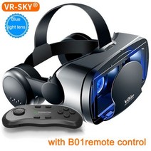 VRG 프로 3D VR 안경 가상 현실 풀 스크린 비주얼 광각 VR 안경 상자 5-7 인치 스마트폰 안경용, Blu-ray B01 Remote