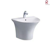 로얄앤컴퍼니 페데스탈 일체형 라운드 반다리 세면기 RWL750A, 벽배수 부속(자동팝업+P트랩+앵글밸브2개)