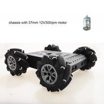 96mm 메카넘 휠 자동차 섀시 키트 4WD RC 금속 로봇 모델 알루미늄 합금 ROS DIY AGV 드리프트, 04 37mm 300rpm motor