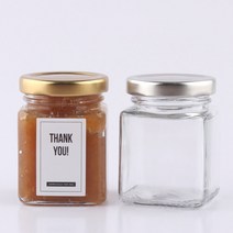 유리병 53파이 사각150 1개 (약 가로x세로5.6cm 높이7.6cm 용량150ml), 은색러그캡