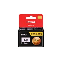 캐논 정품잉크 PG40검정 iP1200 iP1600 iP1700 MP145 MP150 MP160 MP198 MP450 MP460 MP476 MX308, 1개, 정품_PG40검정