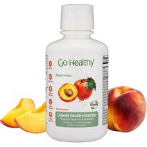 멀티비타민 여성 남성 청소년을 위한 Go Healthy 종합 비타민 - 비건 액체 면역 지원 보충제 유기농 엽산 및 미네랄 20가지 과일 야채 프리바이오틱 글루텐 프리 32회분