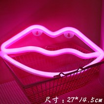 LED 컬러 램프 유니크한 벽장식 무드등 레터링 네온사인, 꽃잎 핑크 입술