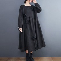 퀸앤조이 미녀77 유니크 워싱 입체장미 블랙 롱원피스