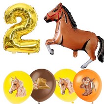 승마복 여아용 스피릿 라이딩 파티 용품 핑크 말 생일 장식 서양 농장 테이블 커버 식기 베이비 샤워, 13 Balloon-6pcs-2
