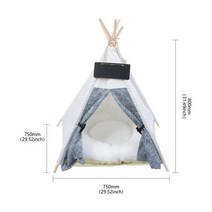 애완 동물 텐트 하우스 고양이 침대 휴대용 Teepee 두꺼운 쿠션과 6 색 강아지 소풍 야외 실내에 사용할 수, 01 WHITE