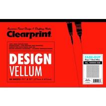 Clearprint 30도 아이소메트릭 페이드 아웃 그리드가 있는 벨럼 패드 27.9 x 43.8cm 7.3kg 60 GSM 1000H 100% 면 반투명 화이트 시트 5