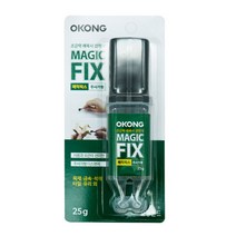 오공 매직픽스 다용도접착제 주사기형 25g 에폭시 금속 목재 석재 타일 플라스틱, 상세 설명 참조