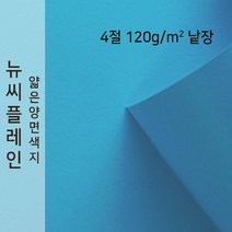 뉴씨플레인 종이문화 얇은 양면색지 120g 4절 낱장 1매 No.34 바다색, 1장