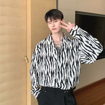 GBG 남자 호피무늬 레오파드 셔츠 나른 호피 스트라이프 프린트 남