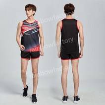 마라톤 유니폼 세트 싱글렛 남자 여자 육상 달리기 훈련 복장, I