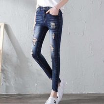 레이디 매직(lady magic) 여성 스판 청바지 진주포인트 9부바지 XY-078A