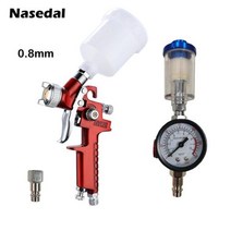 0.8mm1.0mm 미니 HVLP 스프레이 건 페인트 에어 브러시 중력 피드 벽 자동차 페인팅 네일 케이크 장식, CHINA, 0.8mm Red Kit
