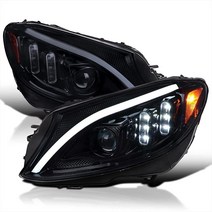 Spec-D Tuning 블랙 스모크 풀 LED 프로젝터 헤드라이트 2015-2018 메르세데스 벤츠 C-클래스 W205와 호환 왼쪽 + 오른쪽 쌍 헤드램프 어셈블리 42514