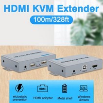 [해외]HDMI 연장기 송신기 수신기 RJ45 네트워크를 통한 100m50m CAT5E67 케이블 HDMI KVM 연장기PC DVD HDTV용 2 USB 출력 포함, 미국 플러그, 1억