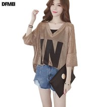 DFMEI 루즈핏 브이넥 상의 나시 투피스 캐주얼 반팔