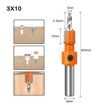 각끌기 드릴비트 나무 홈파이 조각도 우드카빙 목공 1pcs 810mm 생크 hss 카운터 싱크 라우터 비트 세트 나사 추출기 + 렌치 remon 철거 목재 밀링 커터, 3mmx10mm