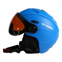 스키 스노우보드 헬멧 접이형윈드미러고글 귀마개부착 일체형 안전 겨울 야외 아웃도어 스포츠, 블루 (업그레이드)_M