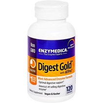 [해외]Enzymedica Digest Gold with ATPro 효소 및 ATP가 포함 된 일일 소화 보조제 120 캡슐, 수량, 상세참조