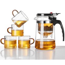 다용도 표일배 티포트 가정용 사무실 유리 찻잔 세트, 700ml 표일배+찻잔 4개