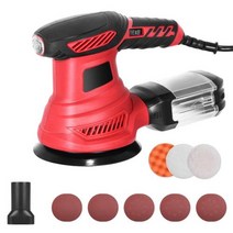 자동차광택기 300W 무작위 궤도 샌더 6 가변 속도 13000OPM 20Pcs 사포 효율적인 강력한 먼지 수집, Red+UK