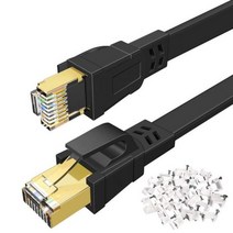 D-Sunty 이더넷 케이블 Cat 8 랜 케이블 RJ45 네트워크 패치 케이블 5m 10m 15m 모뎀 라우터 Cat 8 케이블, Black_1.5m-2pcs