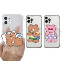 빅그립톡 세트 삼성 갤럭시 A536 A526 G525 X커버5 A32 A31 귀여운 곰돌이 캐릭터 아크릴 그립톡 투명 하드 어린이 초등학생 키즈폰 핸드폰 케이스