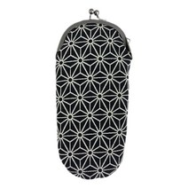 (N1206-8) 우닌섬유 일본제 후지코시 치리멘 일본 무늬 가마구치 세로형 안경 케이스[고지로·흑]