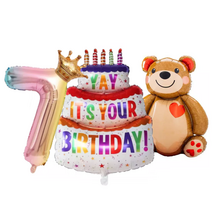 파파 파티 곰돌이 풍선 생일 파티 숫자 풍선 세트, 1세트, 케잌세트 7
