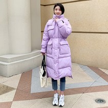 구스 다운 롱패딩 남자 여자 경량 면 후드 패디드 코트 여성용 빅사이즈 루즈한 주머니 신상품