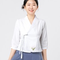 3133-1 하트자수 슬라브 흰색 저고리 단품 생활한복