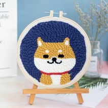 호미호비 펀치니들 프랑스 자수 만들기 재료 세트, 08.시바견(바늘미포함)