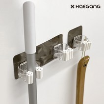 아이디어라떼 부착식 청소도구 밀대걸이 화이트실버, 2구