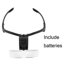 루페 루뻬머리띠 돋보기 눈 수리 2 LED 빛 1.0/1.5/2.0/2.5/3.5X 5PC 안경 루페 광학 렌즈 (배터리 없음), 02 Included Battery