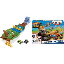 Hot Wheels Monster Trucks Wreckinu2019 Raceway Playset with Bigfoot Gunkster for HeadtoHead, 레이스웨이 플레이 세트 + 타이어