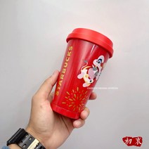 일본 스타벅스 크리스마스 리본 ToGo 엘마 펄 핑크 텀블러 473ml, 화이트 우영 설 텀블러
