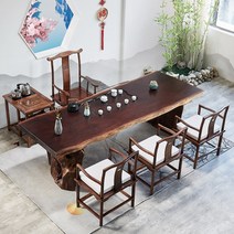 대형 6인용 우드슬랩 테이블 의자 세트 원목 식탁 카페 긴 테이블, 120x(60-75)x75x8CM