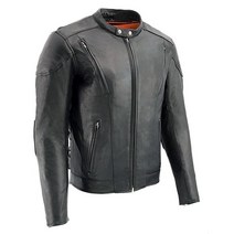 Milwaukee Leather ML1010 남성용 사이드 레이스 벤티드 블랙 가죽 스쿠터 재킷 - XL, 4X-Large