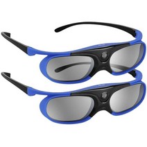 빔 프로젝터 DLP RISE-2Pcs 액티브 셔터 안경 -Link 3D 안경 BenQ, 파란색