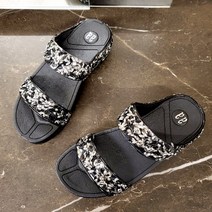 주얼리 포인트 투 스트랩 통굽 슬리퍼 4cm