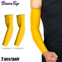 팔씨름 손목 핀치그립 악력기 팔씨름잘하기 BraceTop 1 쌍 빠른 건조 UV 보호 러닝 암 슬리브 농구 팔꿈치 패드 피트니스 팔 보호대 스포츠 워머, [03] XL - weight 65-80kg, [07] Yellow - 1 Pair