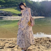 별자리 해변 비치 원피스 휴가지 홀터넥 원피스