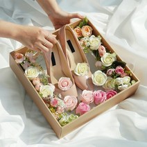 고급형 전역 꽃신 선물 박스 [여자친구 플라워박스 곰신 웨딩구두], 옵션3+조화(랜덤발송)