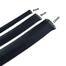 케이블 슬리브 와이어 보호 13m 검정색 절연 브레이드 슬리빙 코드 기 직기 튜빙 분할 슬리빙 4812mm 너비 확장, 12mm, 3미터