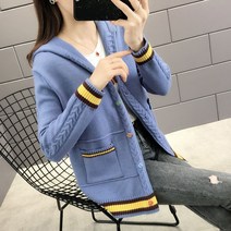 박시 니트가디건 여성 봄가을 계절 그물 레드 코트 상의 스윗 스웨터박스 핏아우터 3890168859, L, 블루
