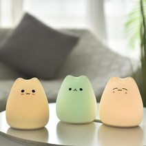 나이트 라이트 램프 조명 실내 미니 귀여운 만화 고양이 팻 부드러운 실리콘 침대 옆 가정용 장난감 선물 방 인형 장식, 02 Clever cat