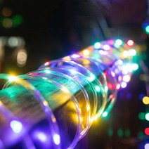 태양광 LED 튜브줄조명 크리스마스트리전구 울타리 파티션 루프탑 감성캠핑, 12m_노랑빛(태양광형)